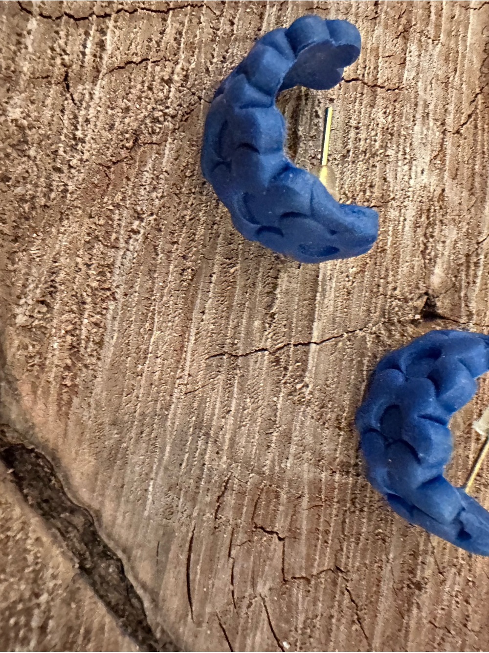 Blue Sculpted Hoop Earrings - Women Jewelry Earrings